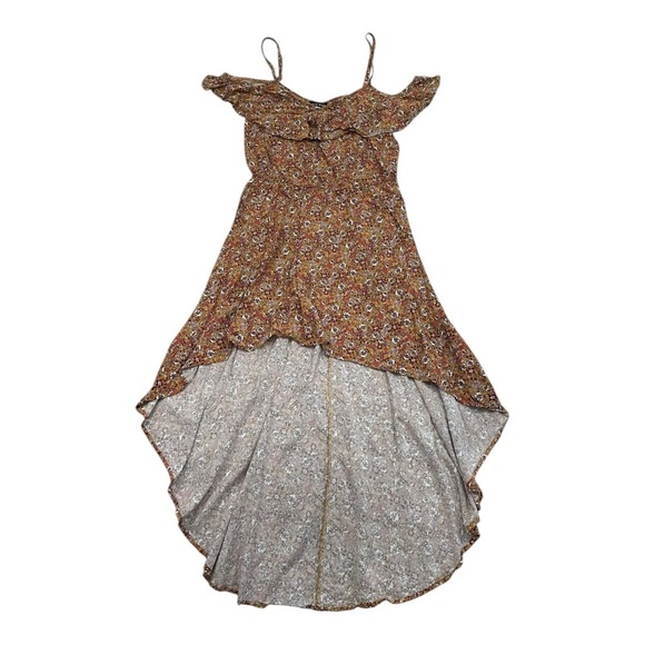 As U Wish Dresses & Skirts - As U Wish Mustard Floral Cold Shoulder Dress Womens XL